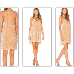 Alice + Olivia Fierra Y RacerBack Tank Beige Velvet Mini  Dress Silk Blend Sz M